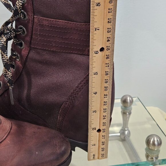 Sorel Lexi Burgandy Wedge Heel Lace Up Boots Leather Canvas Women’s Size 8.5 - Picture 11 of 11